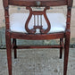 Antique Vintage Old Victorian Lyre Back Chair SOLID Wood Wooden Piano Kneeling Bench Foot Stool Ottoman White Fabric