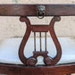 Antique Vintage Old Victorian Lyre Back Chair SOLID Wood Wooden Piano Kneeling Bench Foot Stool Ottoman White Fabric
