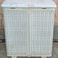 Vintage Antique Old Reclaimed Salvaged Pearl Wick Retro Mid Century Modern Laundry Clothes Clothing Hamper Storage Chest Bin Can