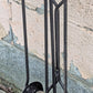 4pc Set Vintage Old Reclaimed Salvaged Solid Iron Steel Fireplace Tools Poker Shovel Tongs Broom Brush Stand Holder Decorative Design