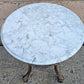 Vintage Antique Old Reclaimed Salvaged Circular Neo Classical Marble Top Metal Brass 2 Tier End Side Accent Sofa Lamp Table Plant Stand