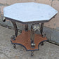 Vintage Antique Old Reclaimed Salvaged Octagonal Marble Top Metal Wood 2 Tier End Side Accent Sofa Lamp Table Plant Stand