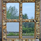 Vintage Old Reclaimed Salvaged Handmade Handcrafted Solid Wood Wooden Wall Mounted Seashell Ocean Beach Mount Accent Bathroom Mirror Glass