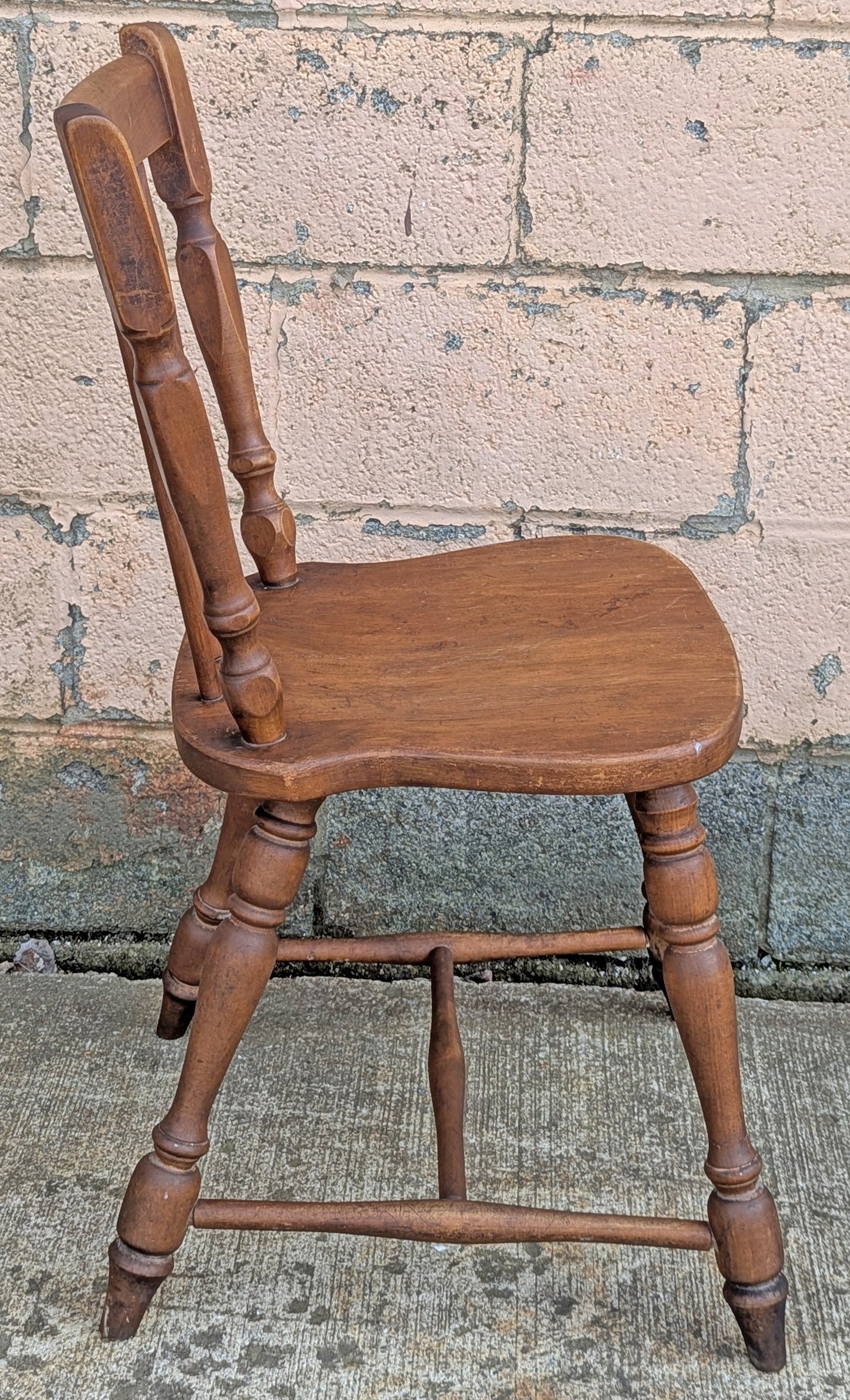 Pair of Vintage Antique Old Reclaimed Salvaged Hale Furniture SOLID Maple Wood Wooden Windsor Spindle Back Side Dining Accent Chair Seats