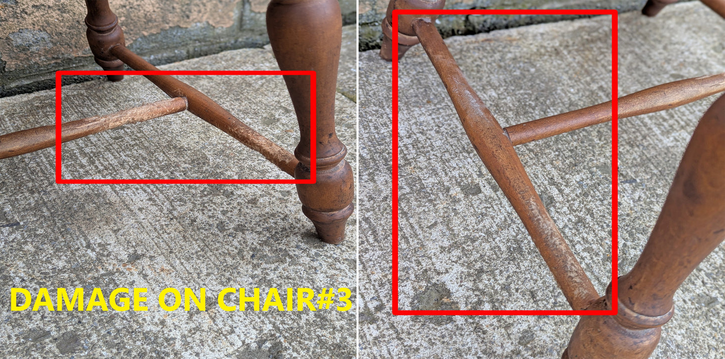 Pair of Vintage Antique Old Reclaimed Salvaged Hale Furniture SOLID Maple Wood Wooden Windsor Spindle Back Side Dining Accent Chair Seats