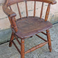 Antique Vintage Old Reclaimed Salvaged SOLID Wood Wooden Captain Smoker Pub Barrel Side Dining Accent Desk Arm Chair Armchair Spindle Back