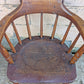 Antique Vintage Old Reclaimed Salvaged SOLID Wood Wooden Captain Smoker Pub Barrel Side Dining Accent Desk Arm Chair Armchair Spindle Back