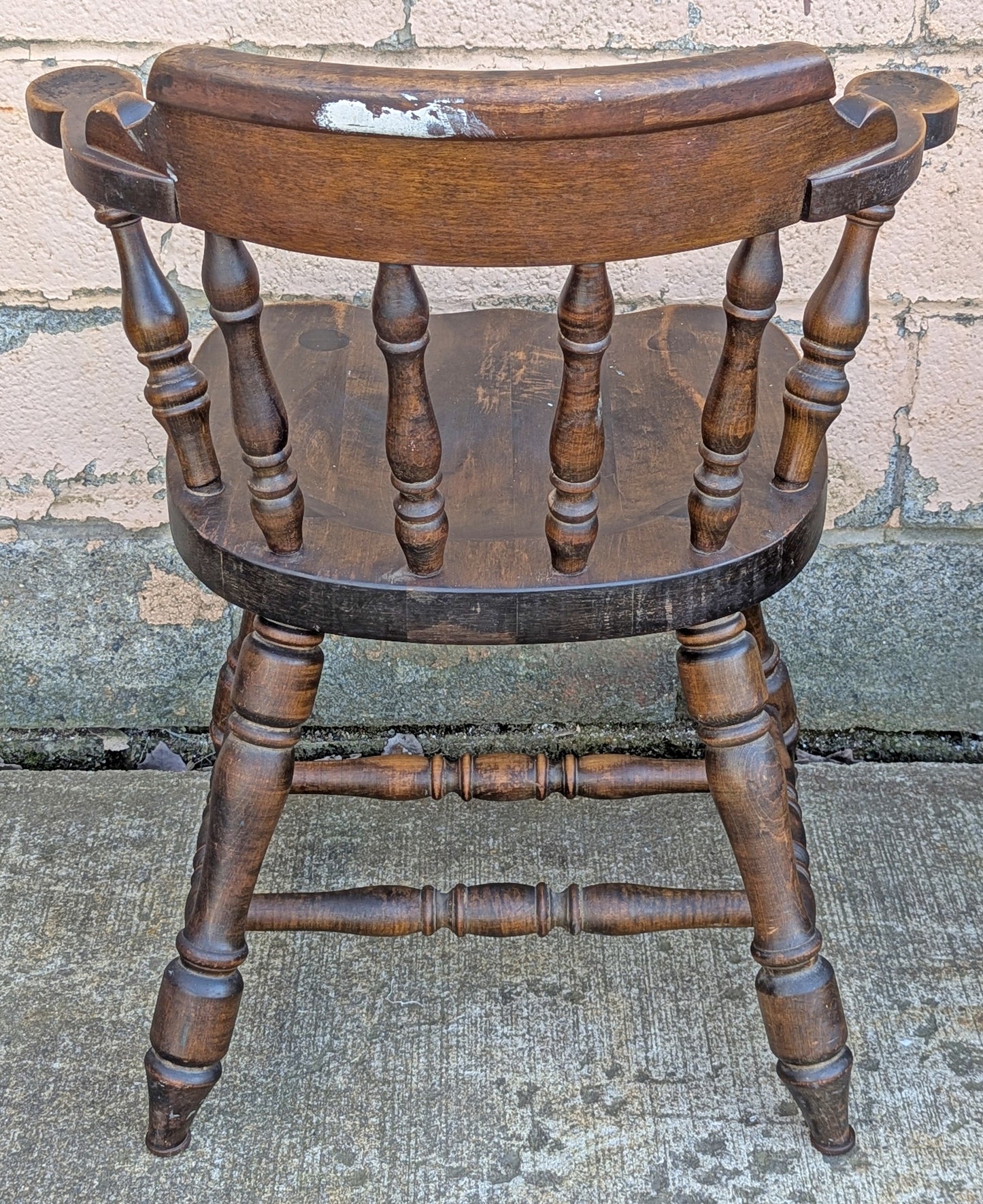 Set of 3 Vintage Antique Old Reclaimed Salvaged Hale Solid Maple Wood Wooden Captain Navigator Pub Dining Side Accent Arm Chair Armchair