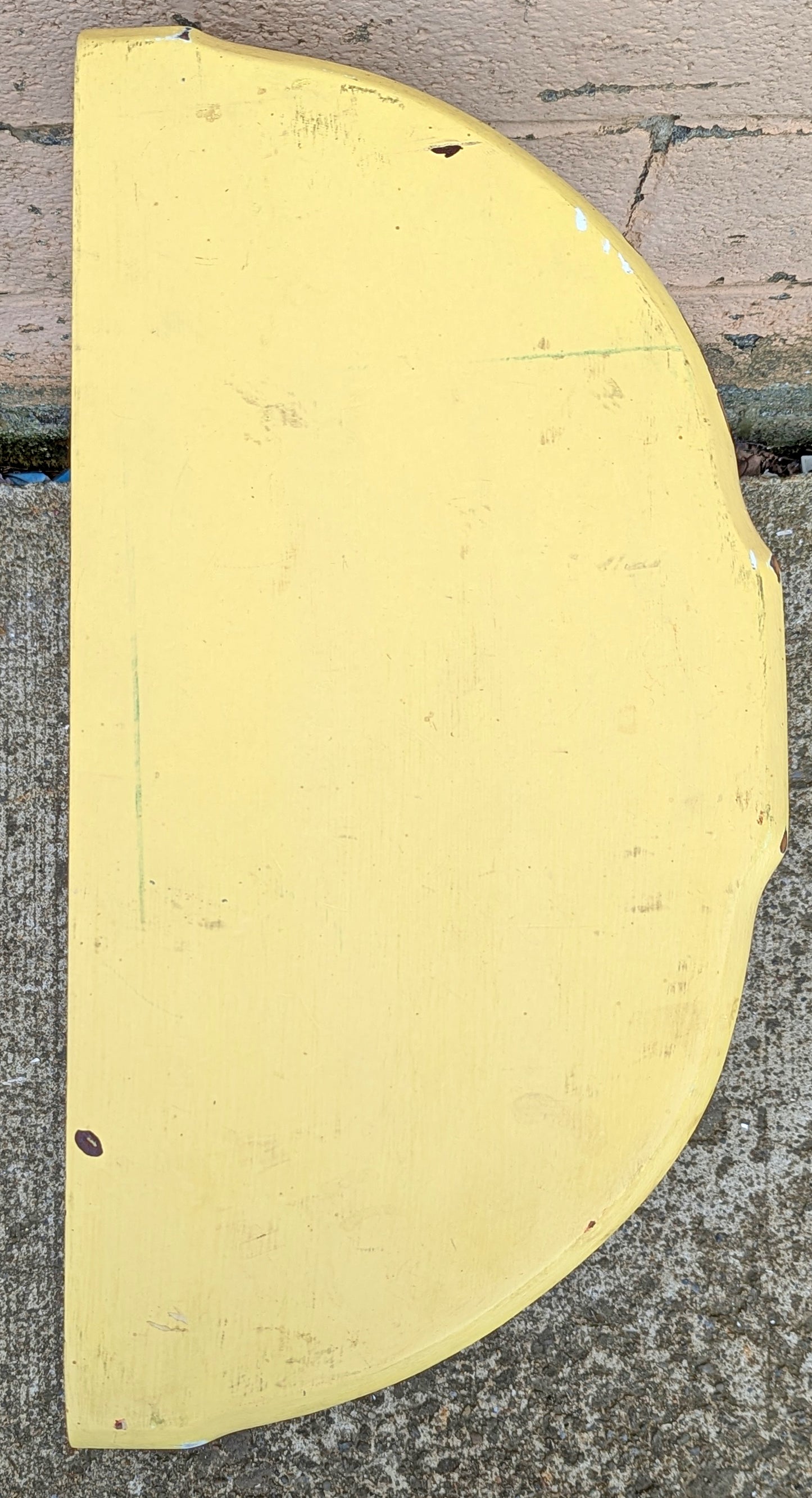 Antique Vintage Old Reclaimed Salvaged Victorian Solid Wood Wooden Console Half Round Semi Circle Lamp End Side Pedestal Table Plant Stand