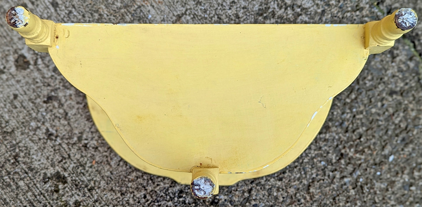 Antique Vintage Old Reclaimed Salvaged Victorian Solid Wood Wooden Console Half Round Semi Circle Lamp End Side Pedestal Table Plant Stand