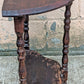 Antique Vintage Old DISTRESSED Salvaged Victorian Solid Wood Wooden Console Half Round Semi Circle Lamp End Side Pedestal Table Plant Stand