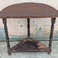 Antique Vintage Old DISTRESSED Salvaged Victorian Solid Wood Wooden Console Half Round Semi Circle Lamp End Side Pedestal Table Plant Stand