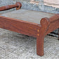 Antique Vintage Old Victorian Handmade Handcrafted SOLID Wood Wooden Kneeling Bench Foot Stool Ottoman Stand Floral Blue Fabric Seat Design