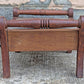 Antique Vintage Old Victorian Handmade Handcrafted SOLID Wood Wooden Kneeling Bench Foot Stool Ottoman Stand Floral Blue Fabric Seat Design