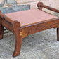 Antique Vintage Old Victorian Handmade Handcrafted SOLID Wood Wooden Kneeling Bench Foot Stool Ottoman Stand Pink Fabric Seat Design