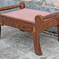 Antique Vintage Old Victorian Handmade Handcrafted SOLID Wood Wooden Kneeling Bench Foot Stool Ottoman Stand Pink Fabric Seat Design