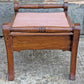 Antique Vintage Old Victorian Handmade Handcrafted SOLID Wood Wooden Kneeling Bench Foot Stool Ottoman Stand Pink Fabric Seat Design