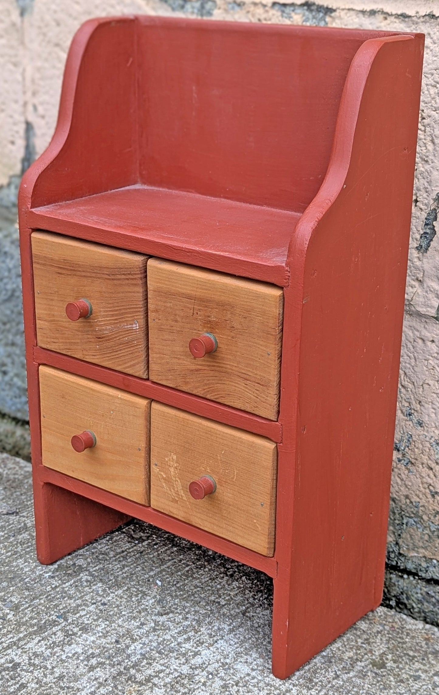 Vintage Old Handmade Handcrafted Reclaimed Salvaged SOLID Wood Wooden Kitchen Wall Hanging Shelf Cabinet 4 Drawers