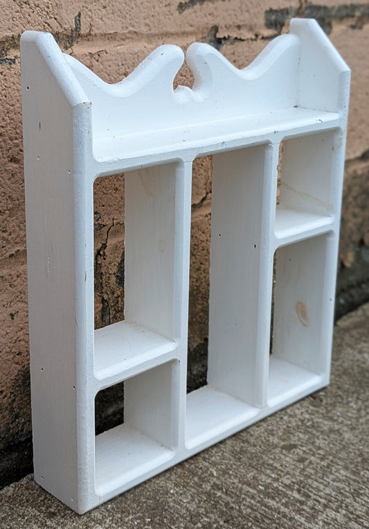 Vintage Antique Old Reclaimed Salvaged Handmade Handcrafted SOLID Wood Wooden Wall Mounted Accent Shelf Cabinet Decor Minifigure Holder Rack
