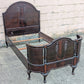Antique Old Victorian Reclaimed Salvaged SOLID Walnut Wood Wooden Curved Bowed Twin Size Bed Frames Head Foot Board Set