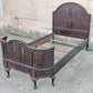 Antique Old Victorian Reclaimed Salvaged SOLID Walnut Wood Wooden Curved Bowed Twin Size Bed Frames Head Foot Board Set