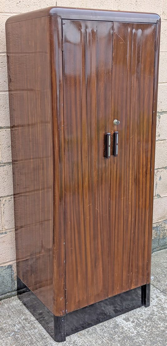 Antique Vintage Old Reclaimed Salvaged Mid Century Modern "Interstate Metal Products" Union Made Solid Metal Steel Cabinet Wardrobe Closet
