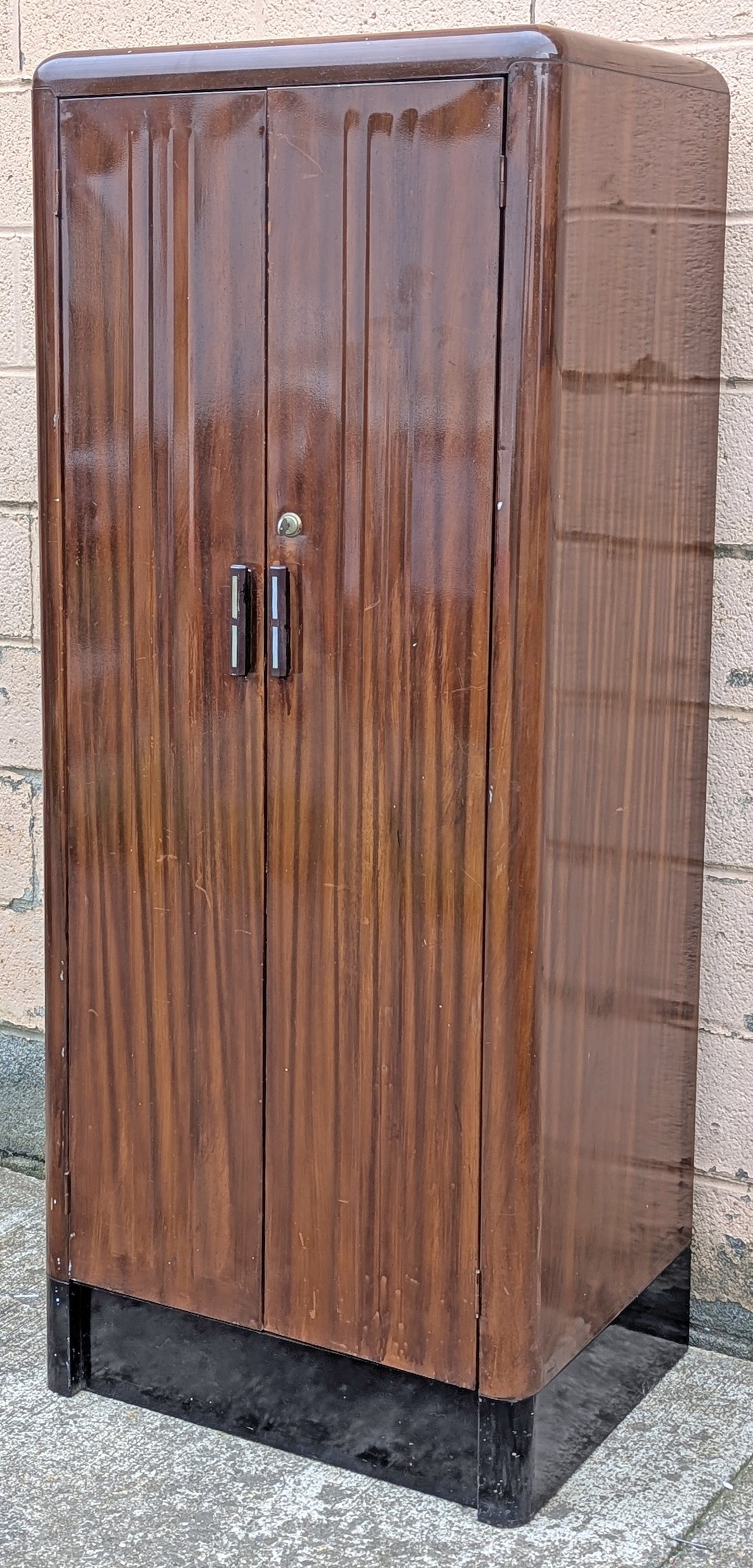 Antique Vintage Old Reclaimed Salvaged Mid Century Modern "Interstate Metal Products" Union Made Solid Metal Steel Cabinet Wardrobe Closet