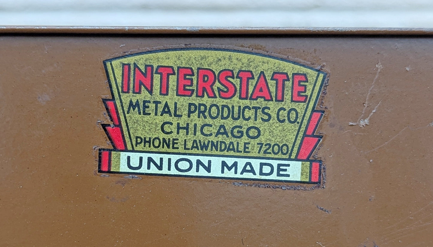 Antique Vintage Old Reclaimed Salvaged Mid Century Modern "Interstate Metal Products" Union Made Solid Metal Steel Cabinet Wardrobe Closet