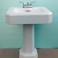 31"H Antique Vintage Old Salvaged Reclaimed 1932 White Porcelain Cast Iron Pedestal Bathroom Sink Art Deco Style