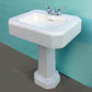 31"H Antique Vintage Old Salvaged Reclaimed 1932 White Porcelain Cast Iron Pedestal Bathroom Sink Art Deco Style