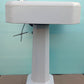 31"H Antique Vintage Old Salvaged Reclaimed 1932 White Porcelain Cast Iron Pedestal Bathroom Sink Art Deco Style