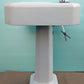 31"H Antique Vintage Old Salvaged Reclaimed 1932 White Porcelain Cast Iron Pedestal Bathroom Sink Art Deco Style