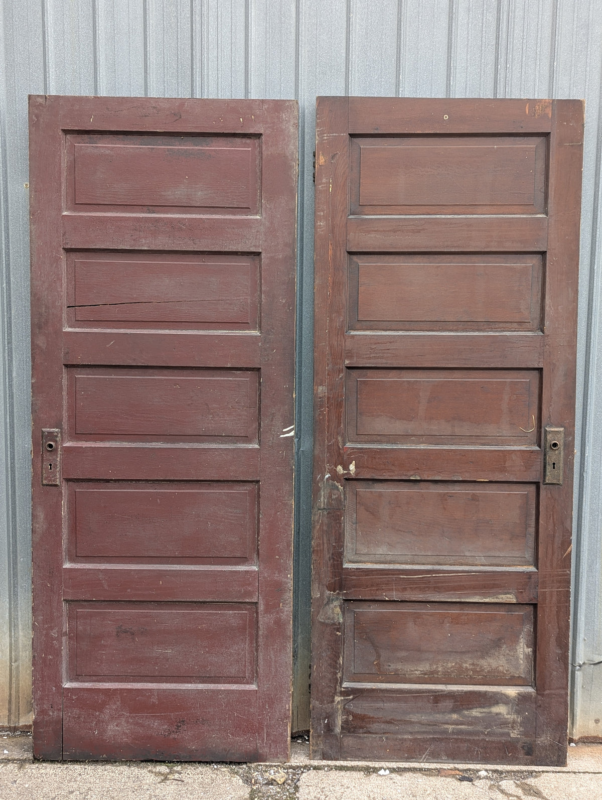 Three 31.5"x79.5" Antique Vintage Old Reclaimed Salvaged Interior Wood Wooden Doors 5 Panels