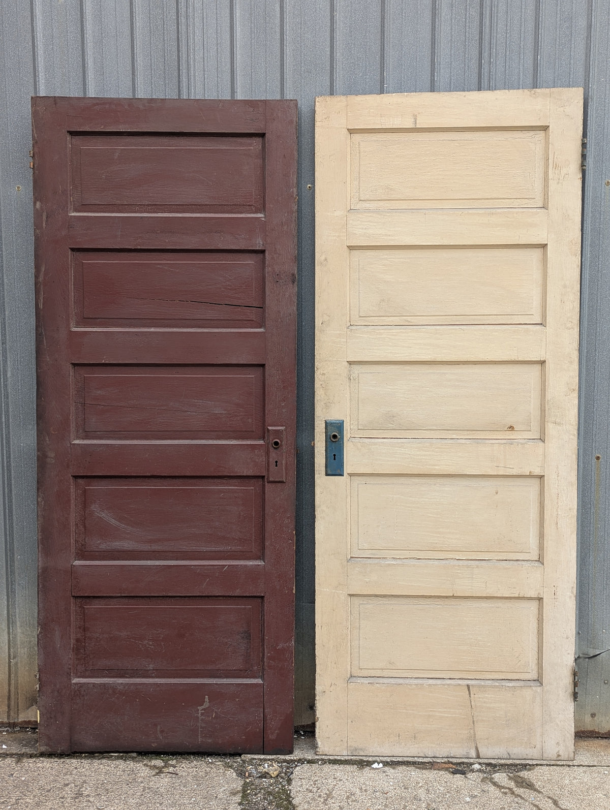 Three 31.5"x79.5" Antique Vintage Old Reclaimed Salvaged Interior Wood Wooden Doors 5 Panels
