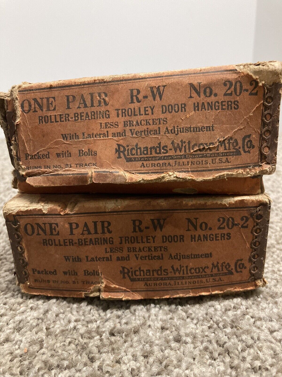 2 available Vintage Old Unused NOS "Richards Wilcox" Barn Sliding Door Roller Bearing Trolley Door Hangers Hardware