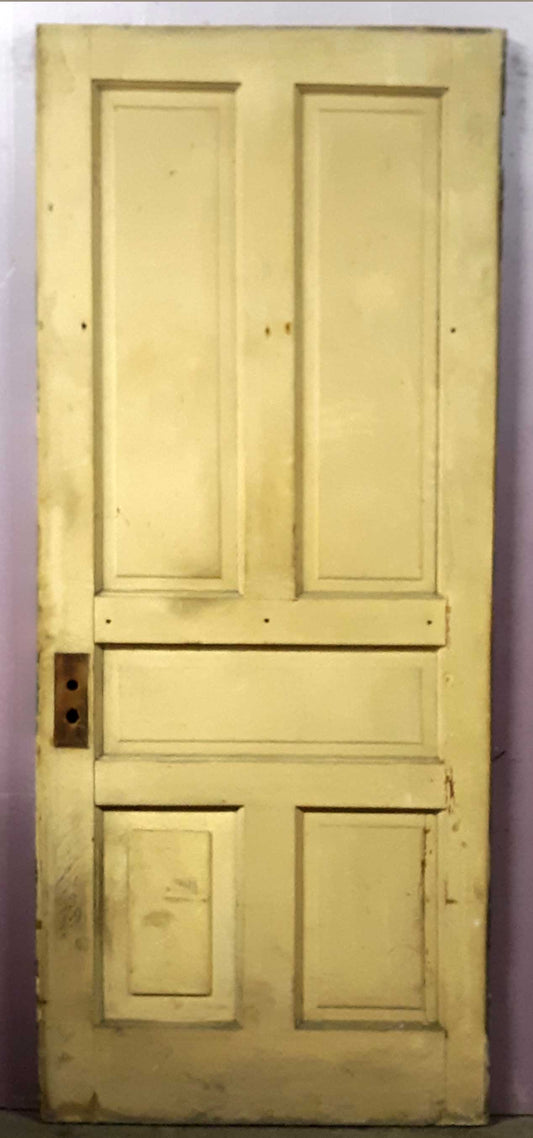 31.5"x79" Antique Vintage Old Reclaimed Salvaged Victorian Interior SOLID Wood Wooden Doors 5 Panels