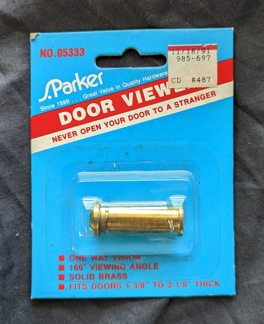 Vintage NOS New Old Stock 160-degree Solid Brass Door Viewer Spy Glass "S Parker" Hardware