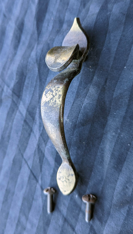 4 available Vintage Old Salvaged Reclaimed Keeler Brass Metal Drawer Cabinet Pull Handle Furniture Dresser Tudor Style