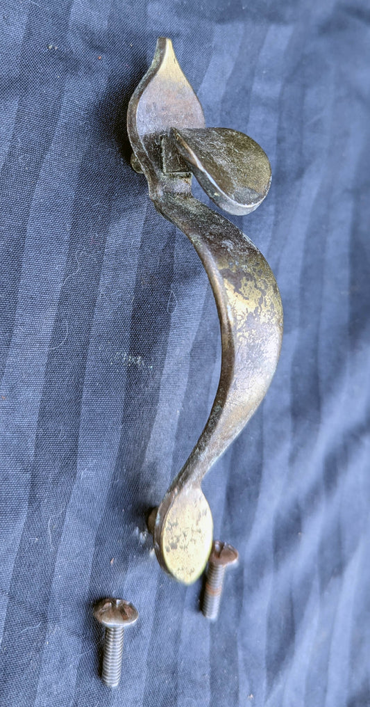 4 available Vintage Old Salvaged Reclaimed Keeler Brass Metal Drawer Cabinet Pull Handle Furniture Dresser Tudor Style