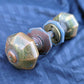 Pair of Antique Vintage Old YALE Solid Brass Octagonal Octagon Doorknob Door Knobs Plates Rosettes Set