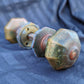 Pair of Antique Vintage Old YALE Solid Brass Octagonal Octagon Doorknob Door Knobs Plates Rosettes Set