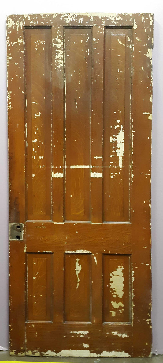31"x78" Antique Vintage Old Victorian SOLID Wood Wooden Interior Door 6 Panels