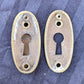 Pair 1"x2" Antique Vintage Old Salvaged Reclaimed Solid Cast Brass Oval Door Key Hole Keyhole Covers Plates