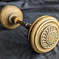 Pair Antique 1880 Vintage Old Salvaged Reclaimed Victorian Greek Revival Neo Grec Solid Cast Bronze Doorknobs Door Knobs
