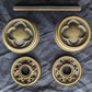 2 Pairs available Antique Vintage Old Salvaged Reclaimed Gothic Set SOLID Brass Quatrefoil Doorknob Door Knobs Plates Rosette Hardware