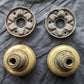 2 Pairs available Antique Vintage Old Salvaged Reclaimed Gothic Set SOLID Brass Quatrefoil Doorknob Door Knobs Plates Rosette Hardware