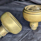 2 Pairs available Antique Vintage Old Salvaged Reclaimed Gothic Set SOLID Brass Quatrefoil Doorknob Door Knobs Plates Rosette Hardware