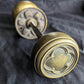 2 Pairs available Antique Vintage Old Salvaged Reclaimed Gothic Set SOLID Brass Quatrefoil Doorknob Door Knobs Plates Rosette Hardware