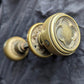 2 Pairs available Antique Vintage Old Salvaged Reclaimed Gothic Set SOLID Brass Quatrefoil Doorknob Door Knobs Plates Rosette Hardware