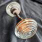 Pair Antique Vintage Old Salvaged Reclaimed Victorian Concentric Glass Doorknobs Door Knobs Cast Iron Base Shank